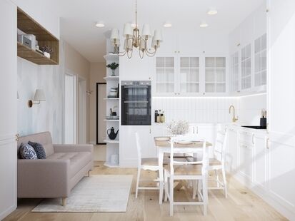 Фото № 1: Дизайн-проект однокомнатной квартиры 47.03  м² Современная классика для ЖК Переделкино Ближнее