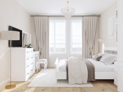 Фото № 6: Дизайн-проект однокомнатной квартиры 47.03  м² Современная классика для ЖК Переделкино Ближнее