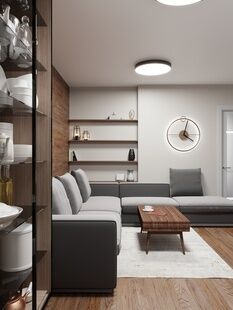 Фото № 2: Дизайн-проект кухни-гостиной 17.0  м² Стиль Модернизм для ЖК в г. Балашиха