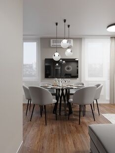 Фото № 6: Дизайн-проект кухни-гостиной 17.0  м² Стиль Модернизм для ЖК в г. Балашиха