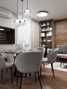 Фото № 4: Дизайн-проект кухни-гостиной 17.0  м² Стиль Модернизм для ЖК в г. Балашиха