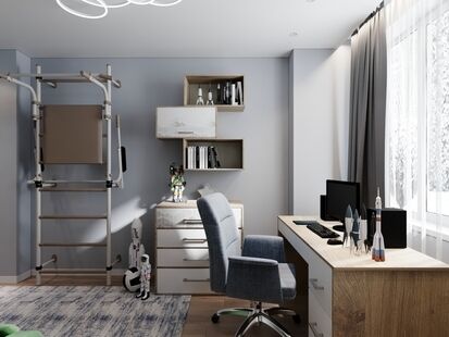 Фото № 4: Дизайн-проект детской 13.17  м² Современный стиль для ЖК Гулливер