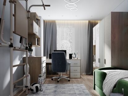 Фото № 2: Дизайн-проект детской 13.17  м² Современный стиль для ЖК Гулливер