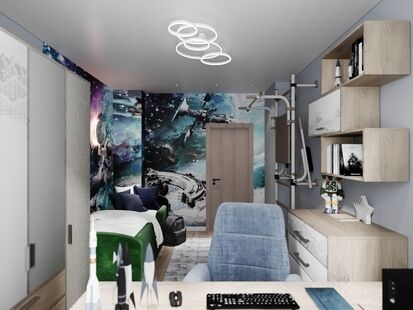 Фото № 5: Дизайн-проект детской 13.17  м² Современный стиль для ЖК Гулливер