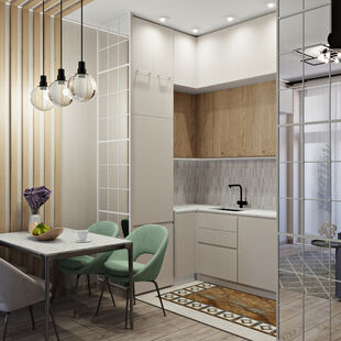 Фото № 3: Дизайн-проект трехкомнатной квартиры 62.03  м² Современный стиль для ЖК 21/19