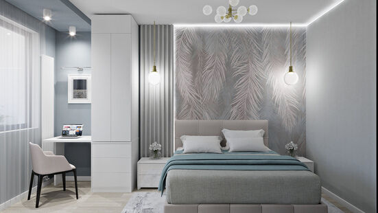 Фото № 4: Дизайн-проект двухкомнатной квартиры 49.18  м² Стиль Модернизм для ЖК Клубный дом