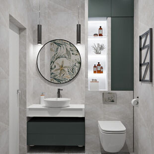 Фото № 5: Дизайн-проект двухкомнатной квартиры 49.18  м² Стиль Модернизм для ЖК Клубный дом