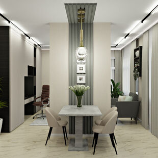 Фото № 5: Дизайн-проект трехкомнатной квартиры 78.14  м² Стиль Модернизм для ЖК Сердце Сибири