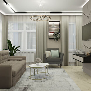 Фото № 1: Дизайн-проект трехкомнатной квартиры 78.14  м² Стиль Модернизм для ЖК Сердце Сибири