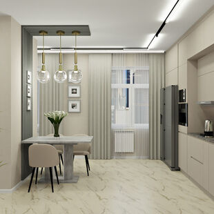 Фото № 2: Дизайн-проект трехкомнатной квартиры 78.14  м² Стиль Модернизм для ЖК Сердце Сибири