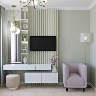 Фото № 6: Дизайн-проект двухкомнатной квартиры 44.3  м² Современная классика для ЖК Северный