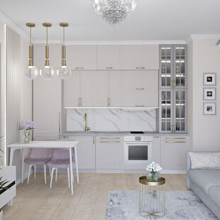 Фото № 4: Дизайн-проект двухкомнатной квартиры 44.3  м² Современная классика для ЖК Северный