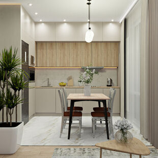 Фото № 1: Дизайн-проект трехкомнатной квартиры 66.05  м² Стиль Модернизм для ЖК Прокшино