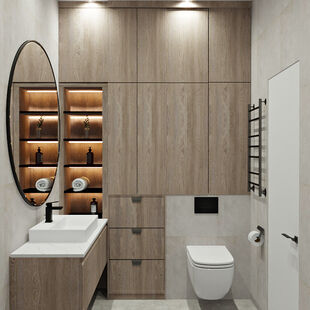 Фото № 5: Дизайн-проект трехкомнатной квартиры 66.05  м² Стиль Модернизм для ЖК Прокшино