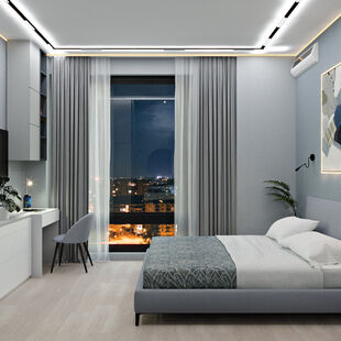 Фото № 6: Дизайн-проект двухкомнатной квартиры 44.61  м² Современный стиль для ЖК Событие