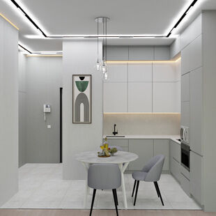 Фото № 4: Дизайн-проект двухкомнатной квартиры 44.61  м² Современный стиль для ЖК Событие