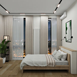 Фото № 4: Дизайн-проект двухкомнатной квартиры 42.34  м² Скандинавский стиль для ЖК Физтех-Сити