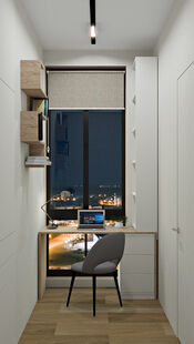 Фото № 3: Дизайн-проект двухкомнатной квартиры 42.34  м² Скандинавский стиль для ЖК Физтех-Сити