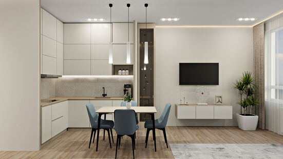 Фото № 2: Дизайн-проект четырехкомнатной квартиры 88.99  м² Стиль Модернизм для ЖК Скандинавия