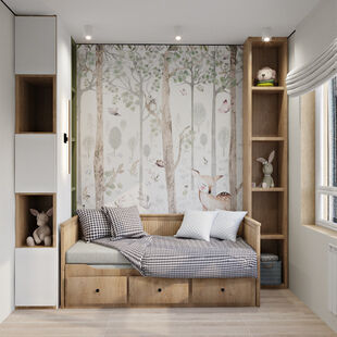 Фото № 6: Дизайн-проект трехкомнатной квартиры 62.26  м² Скандинавский стиль для ЖК Прокшино