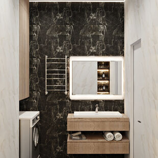 Фото № 4: Дизайн-проект трехкомнатной квартиры 62.26  м² Скандинавский стиль для ЖК Прокшино