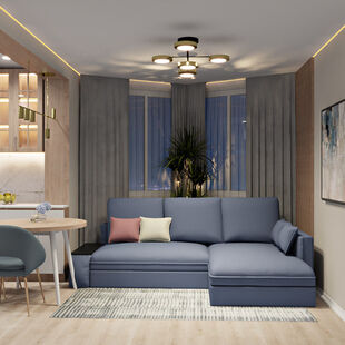 Фото № 3: Дизайн-проект трехкомнатной квартиры 66.6  м² Стиль Модернизм для ЖК Московский