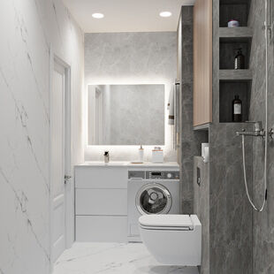 Фото № 2: Дизайн-проект трехкомнатной квартиры 66.6  м² Стиль Модернизм для ЖК Московский