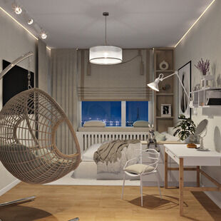 Фото № 2: Дизайн-проект трехкомнатной квартиры 140.42  м² Стиль Модернизм для ЖК в г. Благовещенск