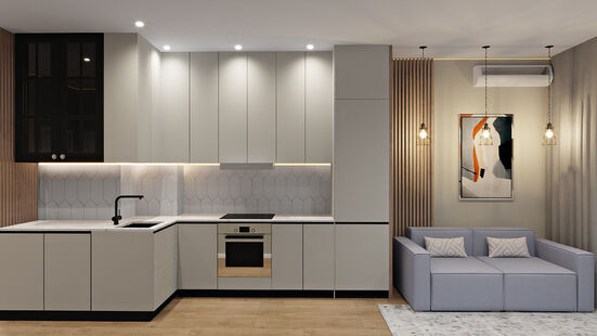 Фото № 5: Дизайн-проект двухкомнатной квартиры 55.86  м² Современный стиль для ЖК Маяк