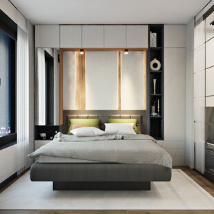 Фото № 3: Дизайн-проект однокомнатной квартиры 34.87  м² Современный стиль для ЖК Профит