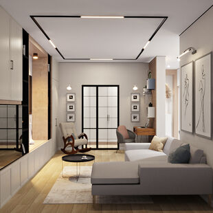 Фото № 6: Дизайн-проект трехкомнатной квартиры 78.89  м² Скандинавский стиль для ЖК Дмитров Сити