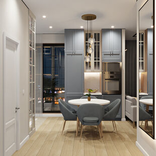 Фото № 4: Дизайн-проект трехкомнатной квартиры 78.89  м² Скандинавский стиль для ЖК Дмитров Сити