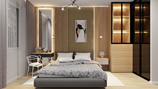 Фото № 5: Дизайн-проект трехкомнатной квартиры 78.89  м² Скандинавский стиль для ЖК Дмитров Сити