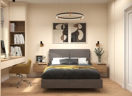 Фото № 1: Дизайн-проект двухкомнатной квартиры 40.65  м² Стиль Модернизм для ЖК Профит