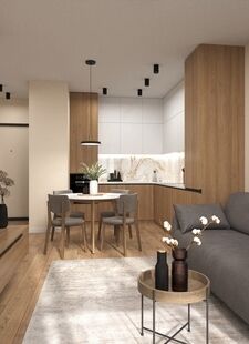 Фото № 2: Дизайн-проект двухкомнатной квартиры 40.65  м² Стиль Модернизм для ЖК Профит