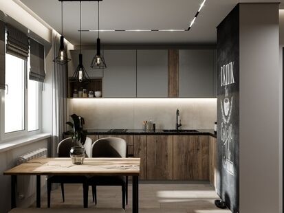 Фото № 6: Дизайн-проект однокомнатной квартиры 37.98  м² Стиль Лофт для ЖК Московский