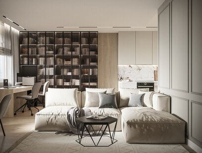 Фото № 1: Дизайн-проект двухкомнатной квартиры 58.8  м² Современный стиль для ЖК Nagatino i-Land