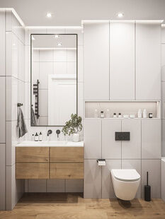 Фото № 5: Дизайн-проект двухкомнатной квартиры 58.8  м² Современный стиль для ЖК Nagatino i-Land