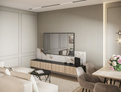 Фото № 2: Дизайн-проект двухкомнатной квартиры 58.8  м² Современный стиль для ЖК Nagatino i-Land