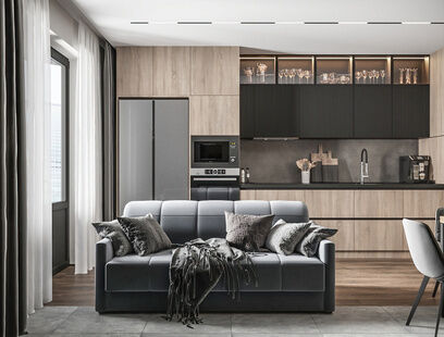 Фото № 1: Дизайн-проект трехкомнатной квартиры 57.83  м² Современный стиль для ЖК Баланс