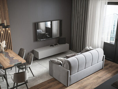 Фото № 3: Дизайн-проект трехкомнатной квартиры 57.83  м² Современный стиль для ЖК Баланс