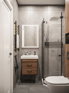 Фото № 6: Дизайн-проект трехкомнатной квартиры 57.83  м² Современный стиль для ЖК Баланс