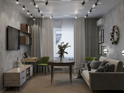 Фото № 1: Дизайн-проект трехкомнатной квартиры 80.33  м² Стиль Лофт для ЖК Московский