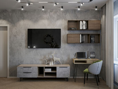 Фото № 5: Дизайн-проект трехкомнатной квартиры 80.33  м² Стиль Лофт для ЖК Московский