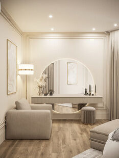 Фото № 3: Дизайн-проект трехкомнатной квартиры 77.64  м² Современная классика для ЖК Ново-Никольское