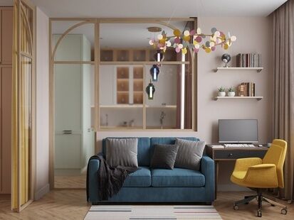 Фото № 1: Дизайн-проект однокомнатной квартиры 37.4  м² Скандинавский стиль для ЖК Квартал 3