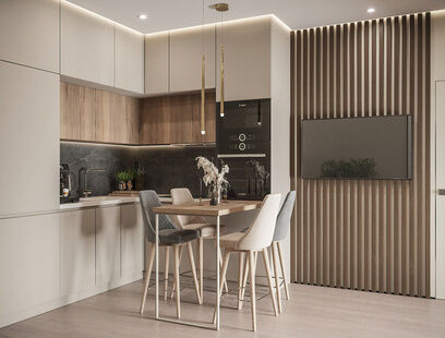 Фото № 4: Дизайн-проект двухкомнатной квартиры 42.43  м² Стиль Контемпорари для ЖК Энитео