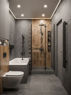 Фото № 2: Дизайн-проект двухкомнатной квартиры 42.43  м² Стиль Контемпорари для ЖК Энитео