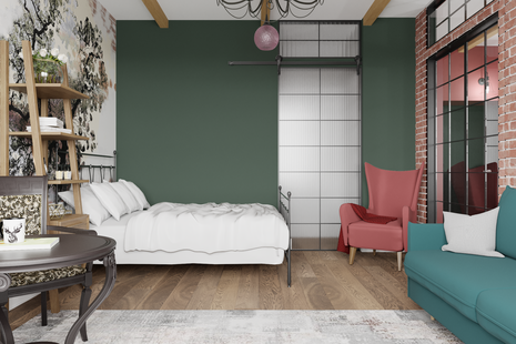 Фото № 1: Дизайн-проект однокомнатной квартиры 39.9  м² Стиль Эклектика для ЖК Московский