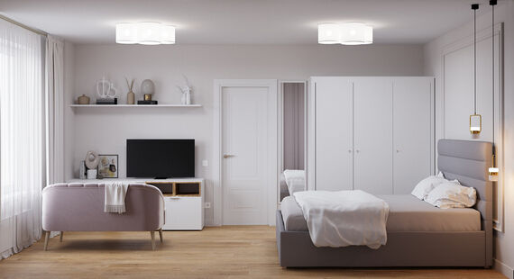 Фото № 6: Дизайн-проект двухкомнатной квартиры 60.3  м² Современный стиль для ЖК Московский